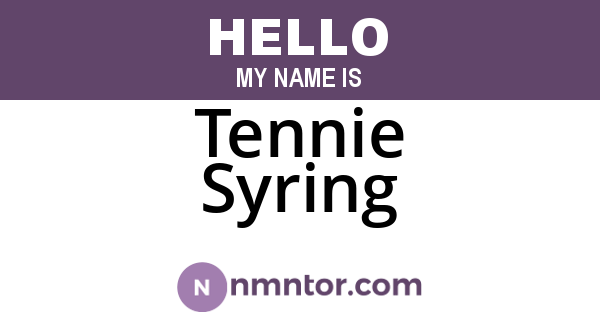 Tennie Syring