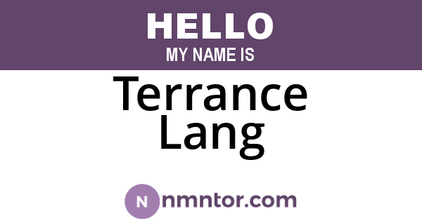 Terrance Lang
