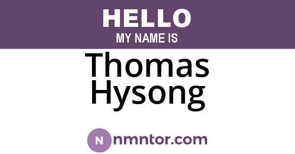 Thomas Hysong