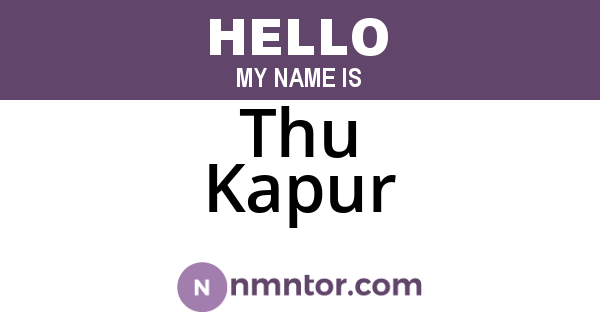 Thu Kapur