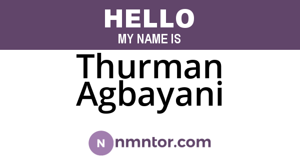 Thurman Agbayani