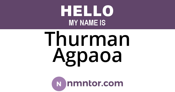 Thurman Agpaoa