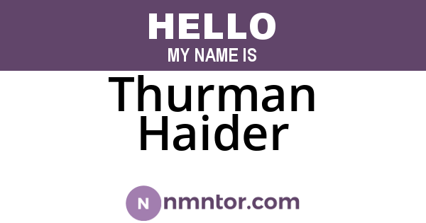 Thurman Haider
