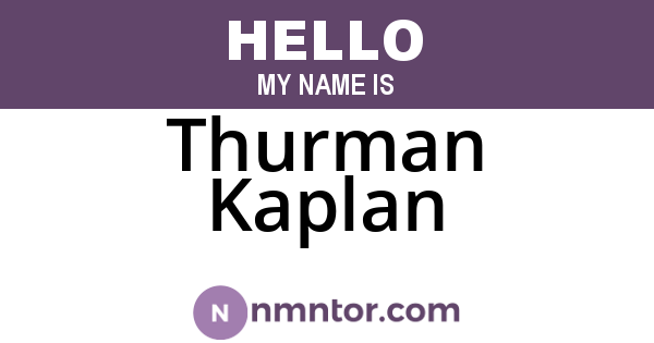Thurman Kaplan