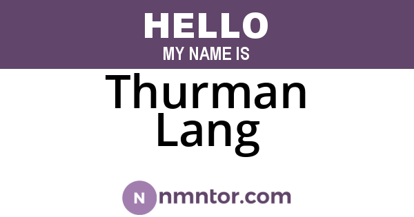Thurman Lang
