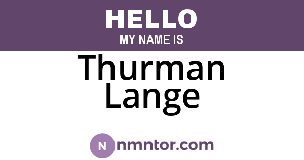 Thurman Lange