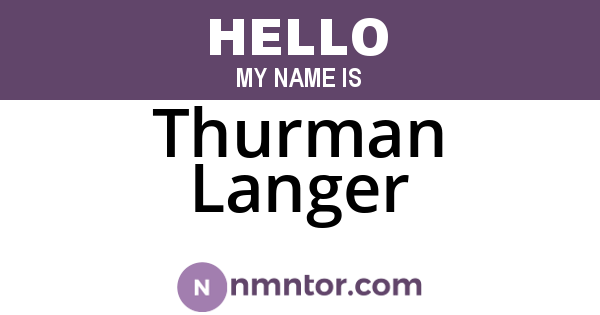 Thurman Langer