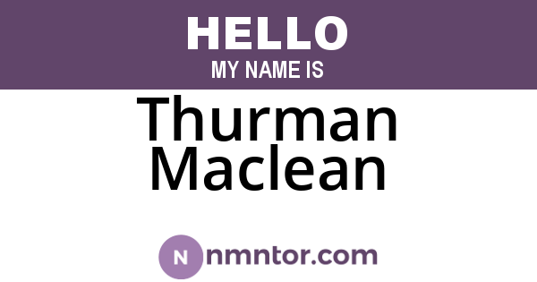 Thurman Maclean