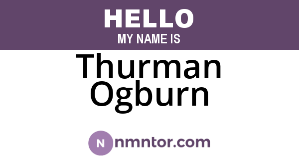 Thurman Ogburn