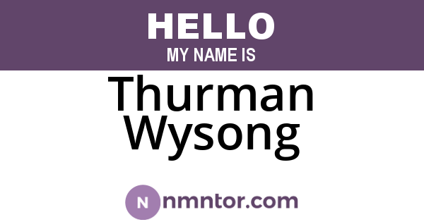 Thurman Wysong