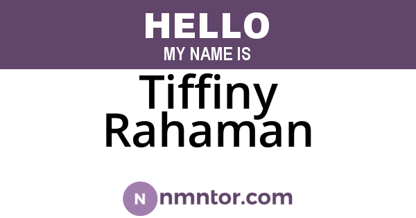 Tiffiny Rahaman