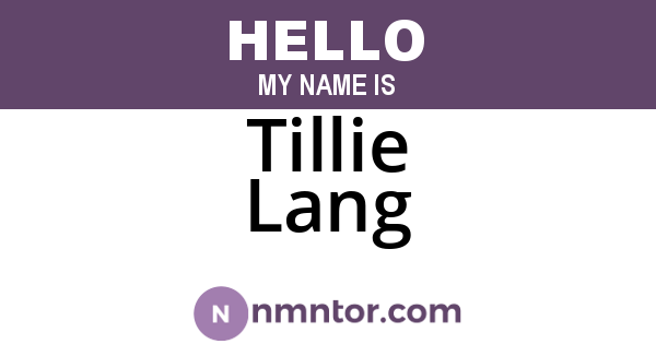 Tillie Lang