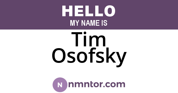 Tim Osofsky