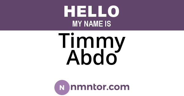 Timmy Abdo