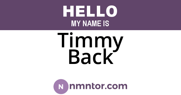 Timmy Back