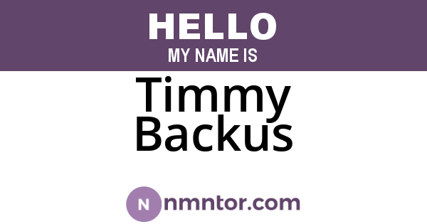 Timmy Backus