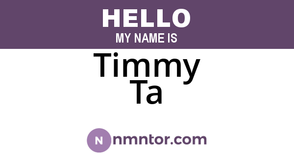 Timmy Ta