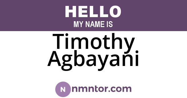 Timothy Agbayani