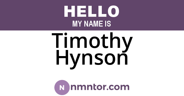 Timothy Hynson