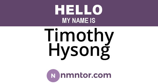 Timothy Hysong