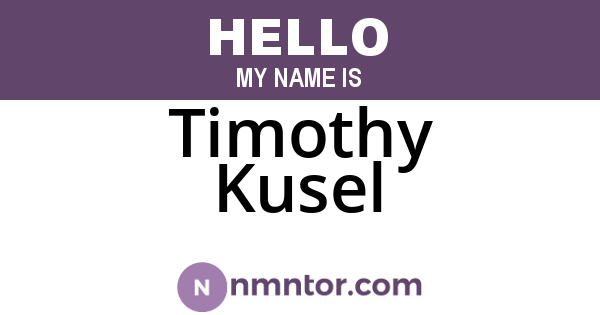 Timothy Kusel