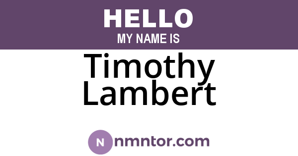 Timothy Lambert