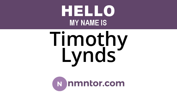 Timothy Lynds