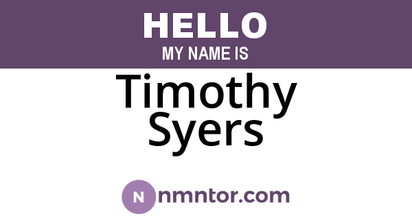 Timothy Syers