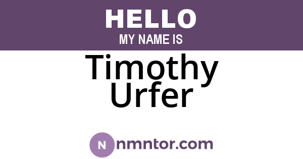 Timothy Urfer