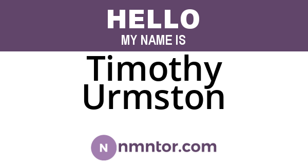 Timothy Urmston