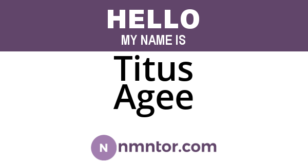 Titus Agee