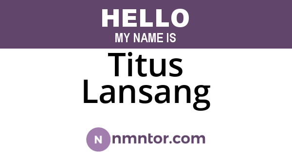 Titus Lansang