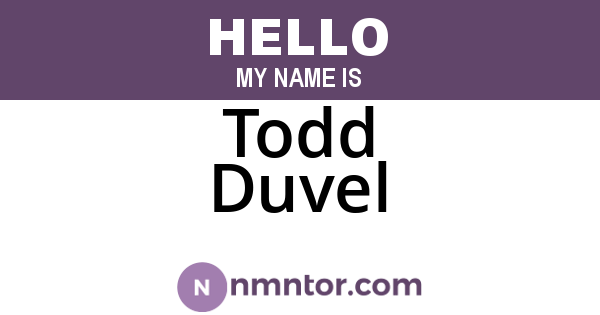 Todd Duvel