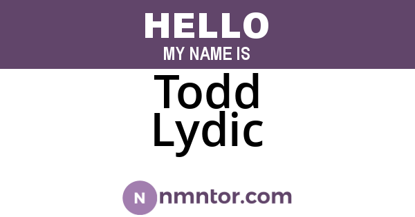 Todd Lydic