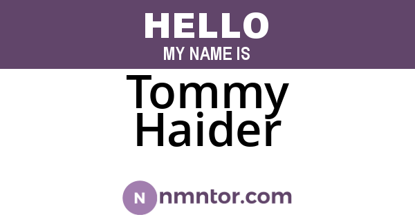 Tommy Haider