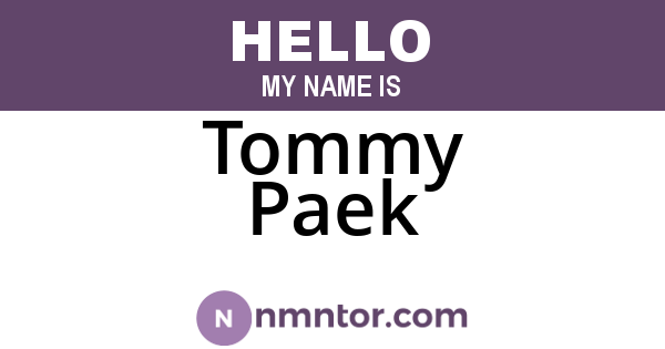 Tommy Paek