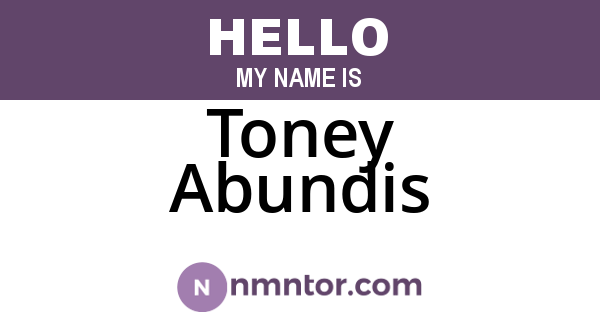 Toney Abundis