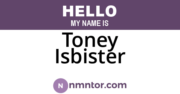 Toney Isbister