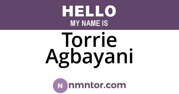 Torrie Agbayani