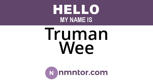 Truman Wee