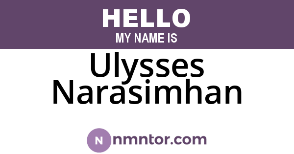 Ulysses Narasimhan