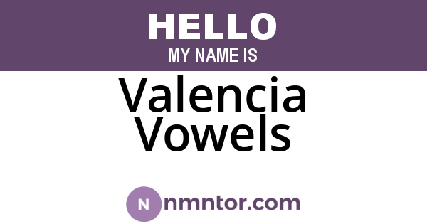 Valencia Vowels