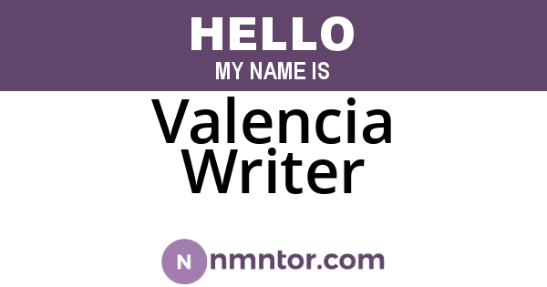 Valencia Writer