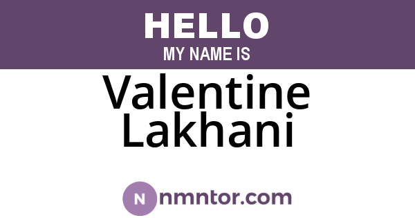 Valentine Lakhani
