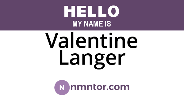 Valentine Langer