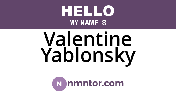 Valentine Yablonsky