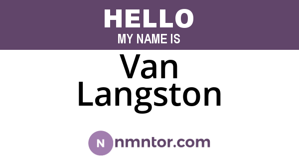 Van Langston