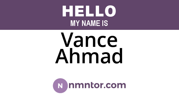 Vance Ahmad