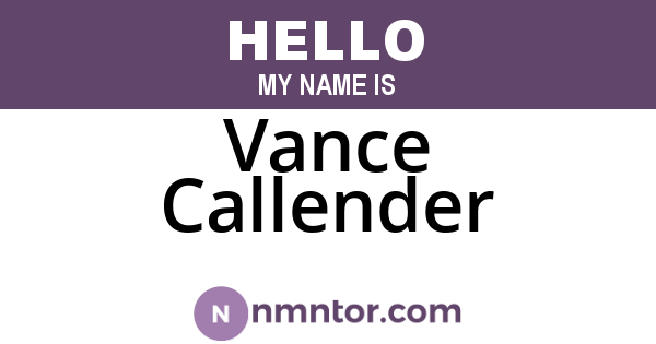 Vance Callender