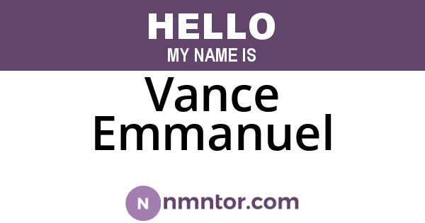 Vance Emmanuel